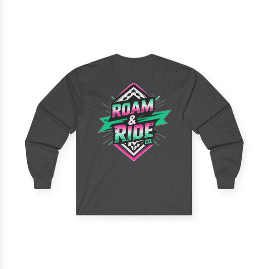 Roam & Ride Co. Teal Pink Logo - Unisex Long Sleeve T-Shirt