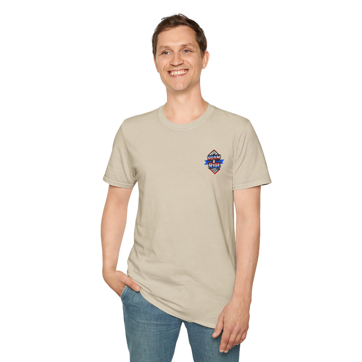 Roam & Ride Co. Red White and Blue Logo - Unisex T-Shirt