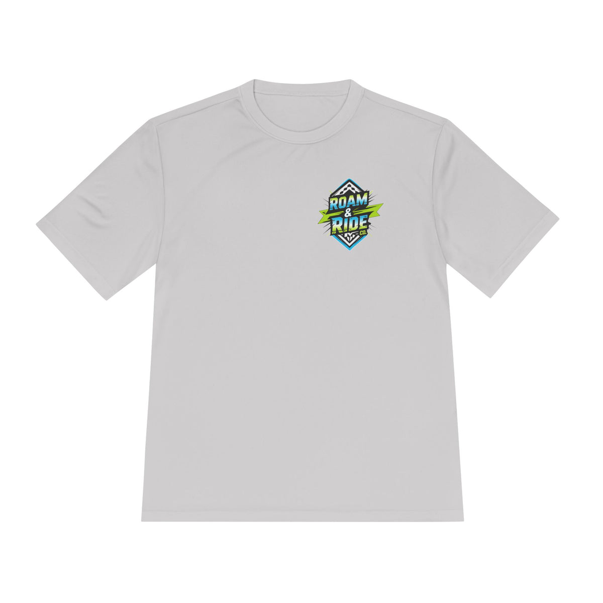 Roam & Ride Co. Blue Green Logo - Unisex Moisture Wicking T-Shirt