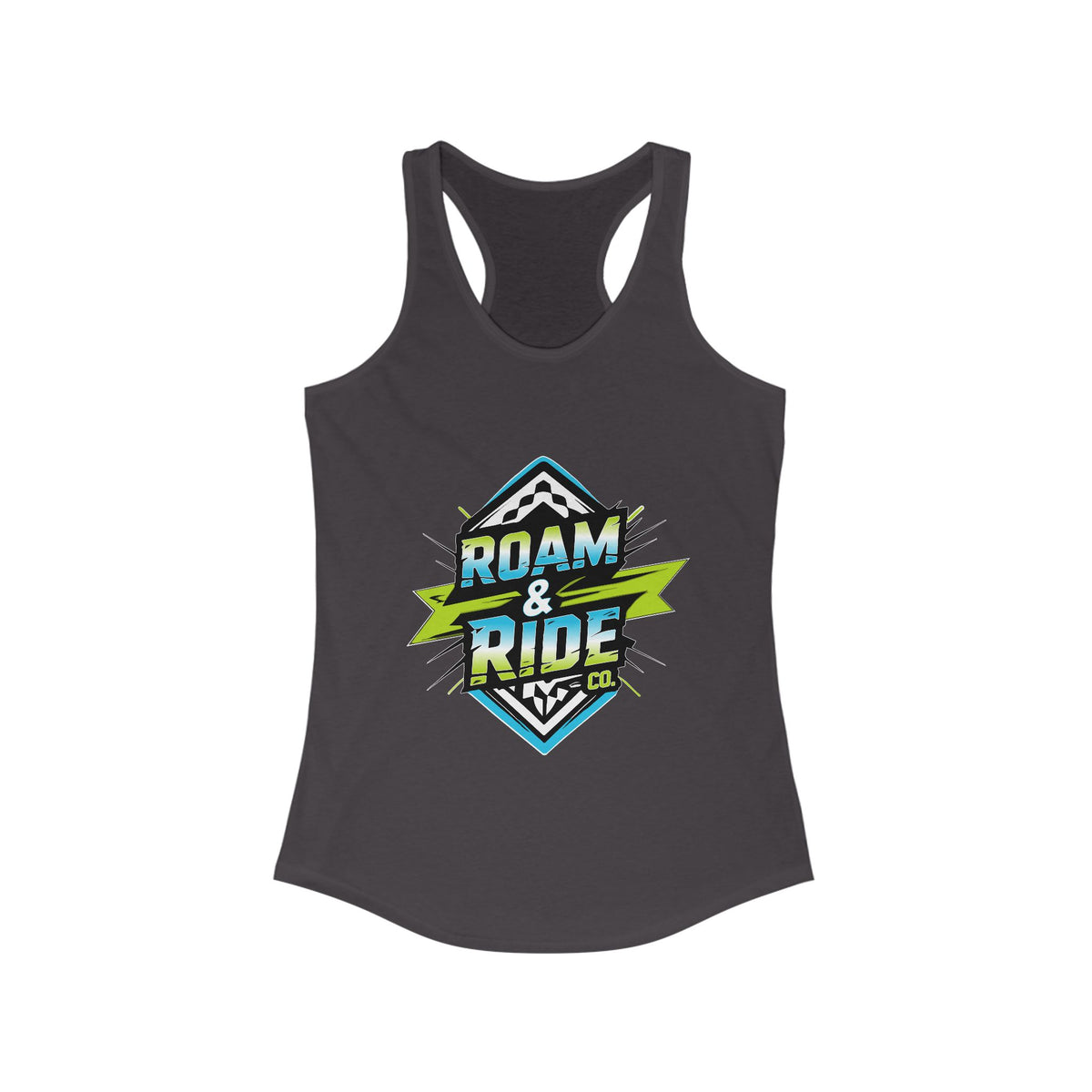 Roam & Ride Co. Blue Green Logo - Women's Racerback Tank Top