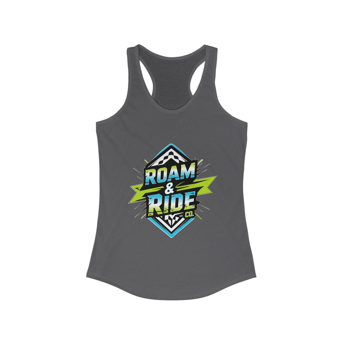 Roam & Ride Co. Blue Green Logo - Women's Racerback Tank Top