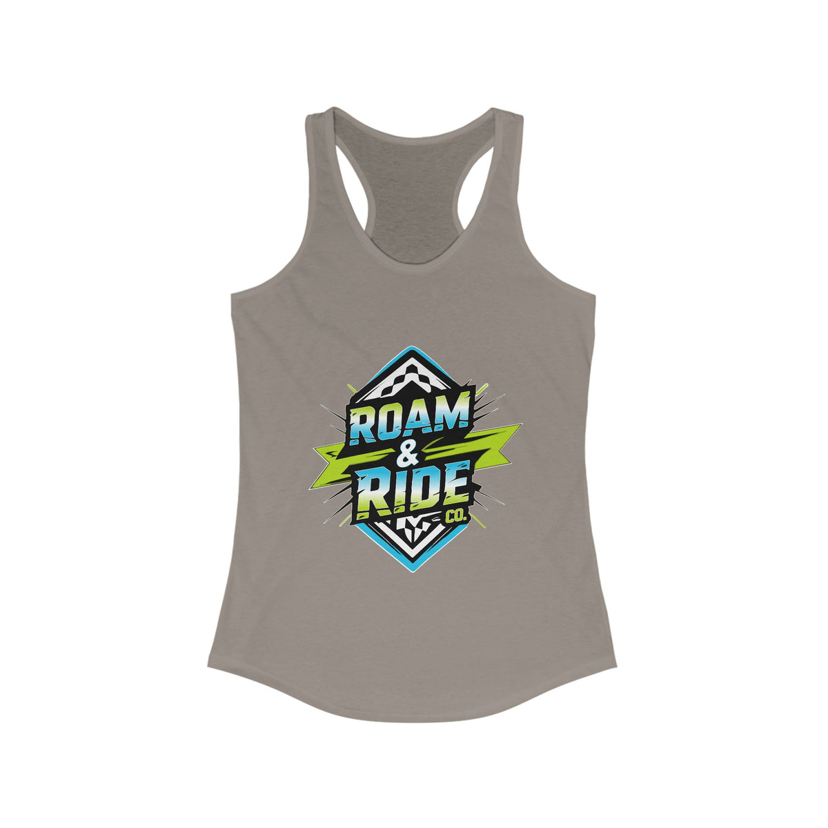 Roam & Ride Co. Blue Green Logo - Women's Racerback Tank Top