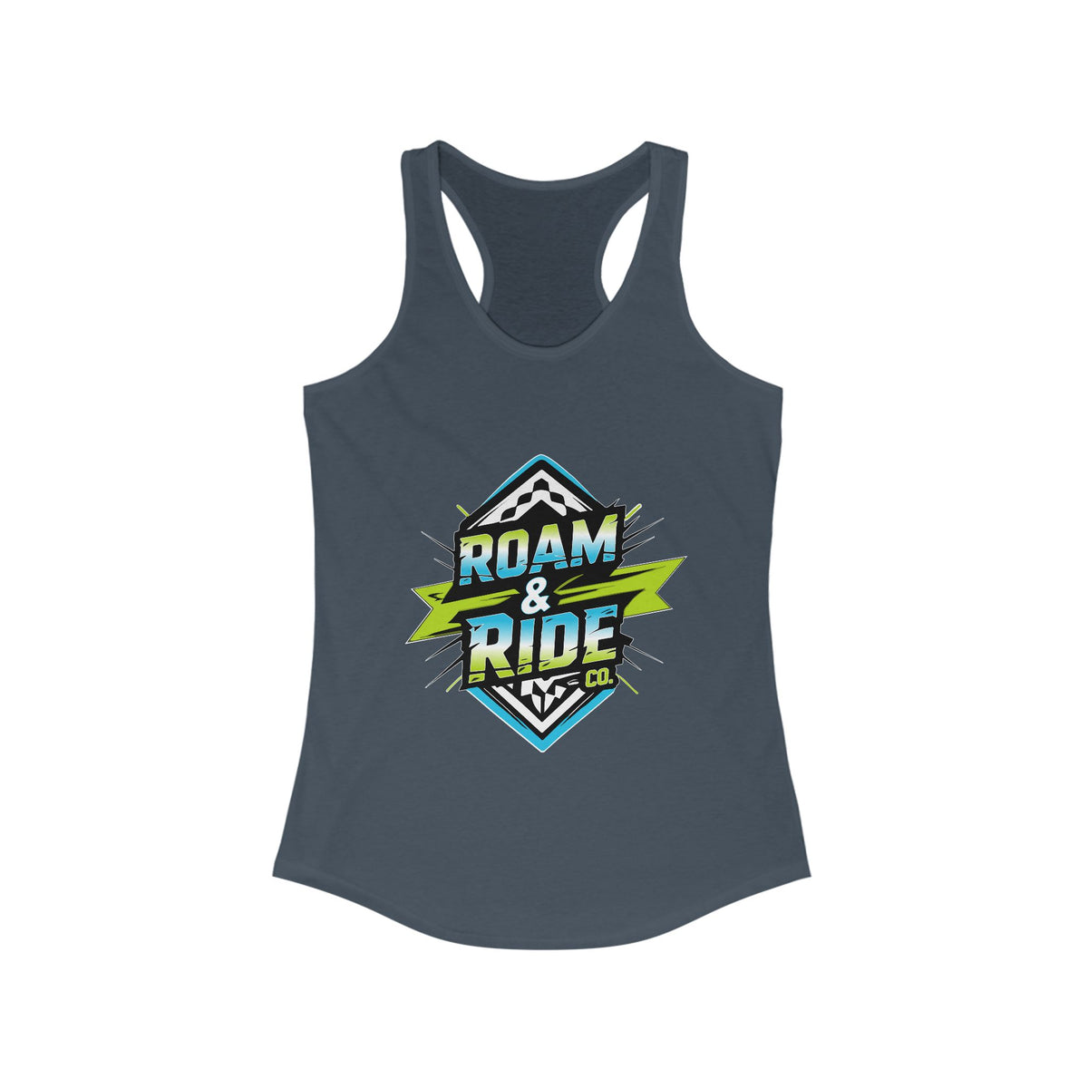 Roam & Ride Co. Blue Green Logo - Women's Racerback Tank Top