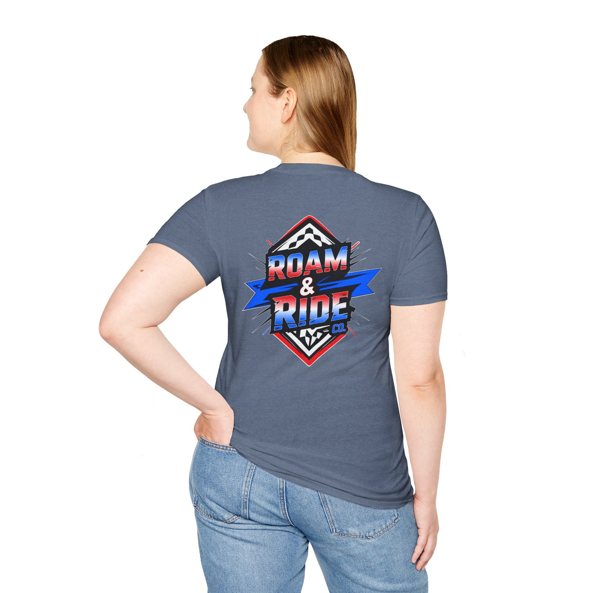 Roam & Ride Co. Red White and Blue Logo - Unisex T-Shirt