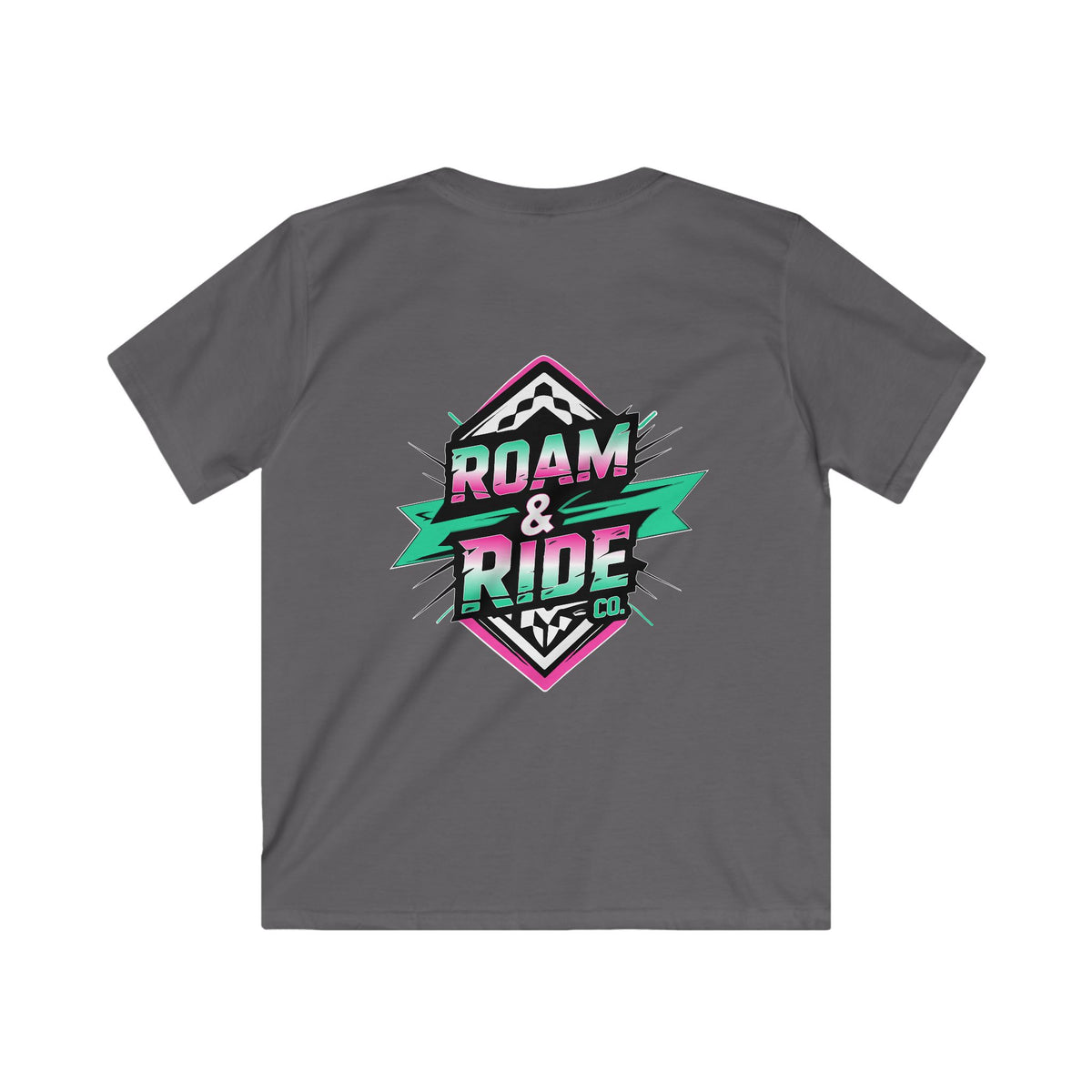 Roam & Ride Co. Teal Pink Logo - Youth T-Shirt