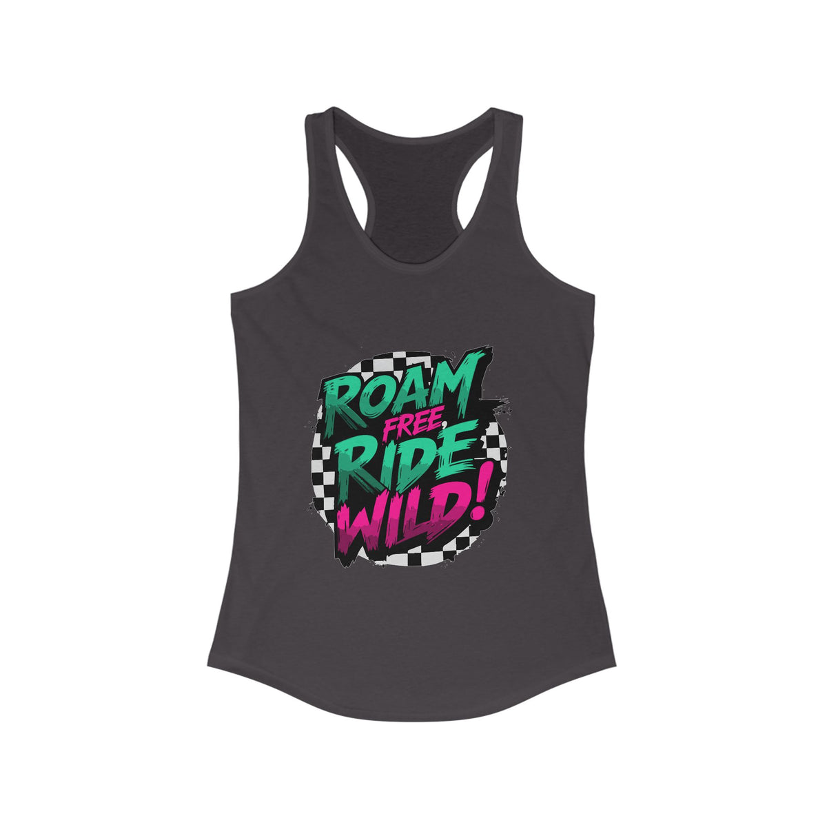 Roam Free, Ride Wild Logo - Women’s Racerback Tank Top