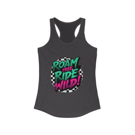 Roam Free, Ride Wild Logo - Women’s Racerback Tank Top
