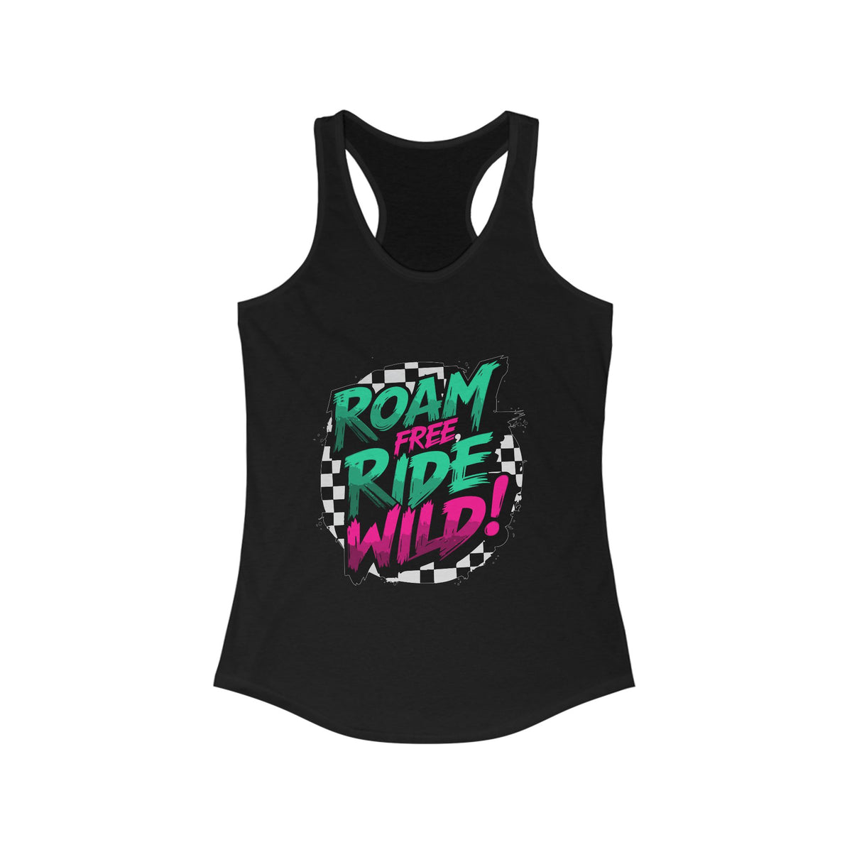 Roam Free, Ride Wild Logo - Women’s Racerback Tank Top