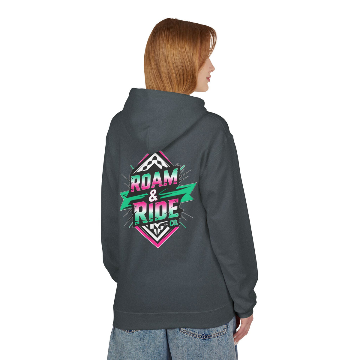 Roam & Ride Co. Teal Pink Logo - Unisex Fleece Hoodie
