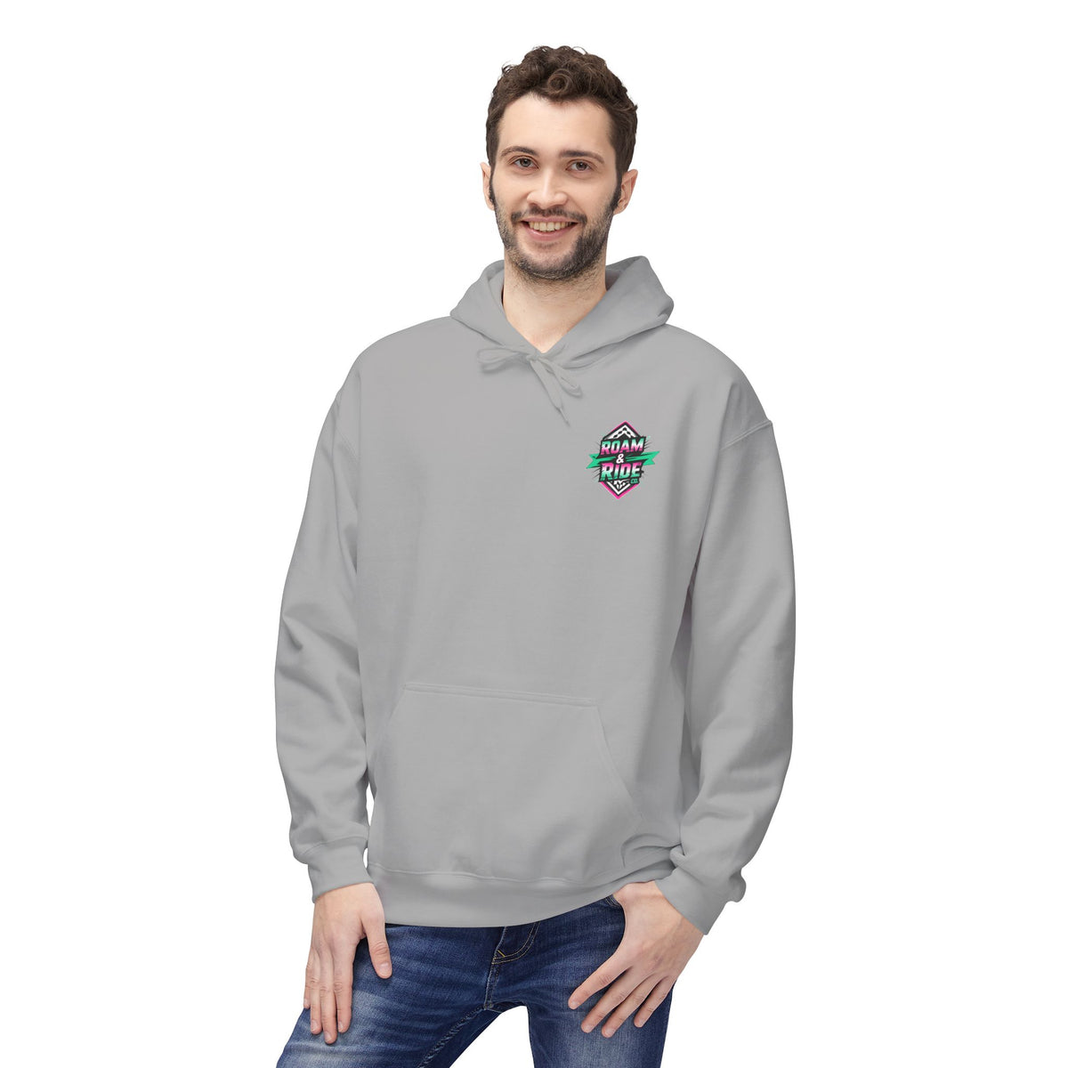 Roam & Ride Co. Teal Pink Logo - Unisex Fleece Hoodie