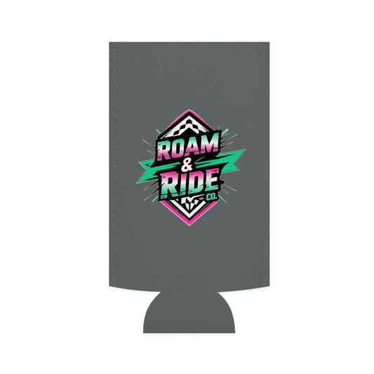 Roam & Ride Co. Teal Pink Logo - Slim Can Koozie