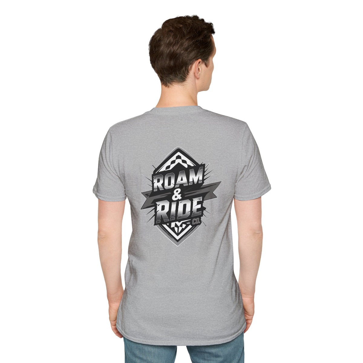 Roam & Ride Co. Grayscale Logo - Unisex T-Shirt