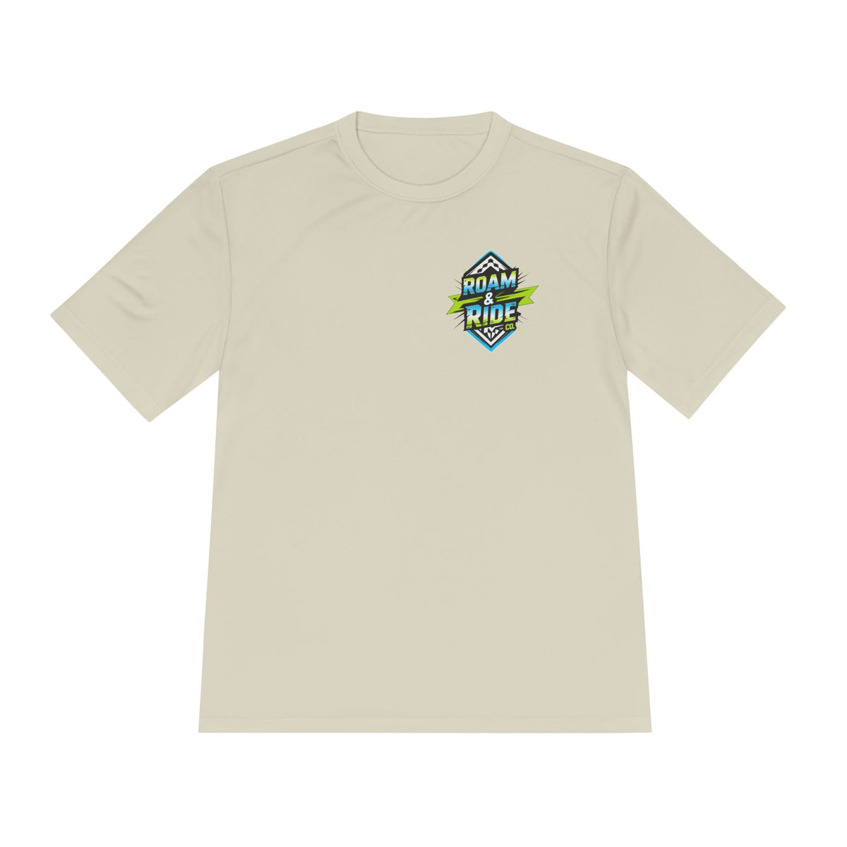 Roam & Ride Co. Blue Green Logo - Unisex Moisture Wicking T-Shirt