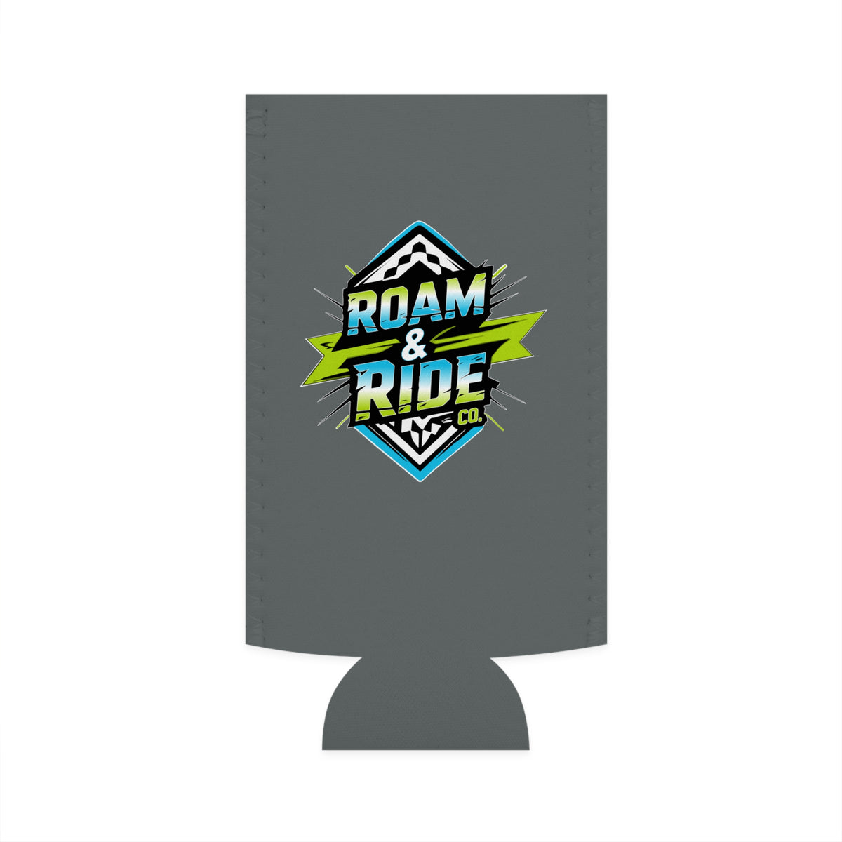 Roam & Ride Co. Blue Green Logo - Slim Can Koozie