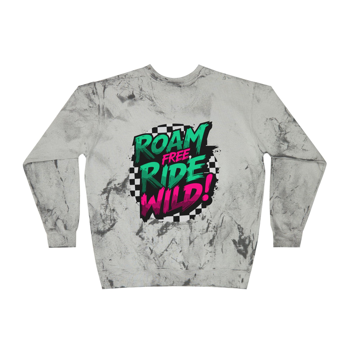Roam Free, Ride Wild Logo - Unisex Color Blast Crewneck
