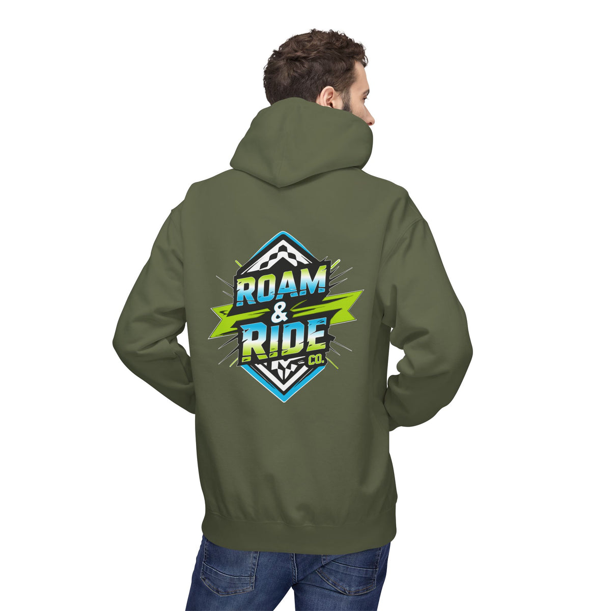Roam & Ride Co. Blue Green Logo - Unisex Fleece Hoodie