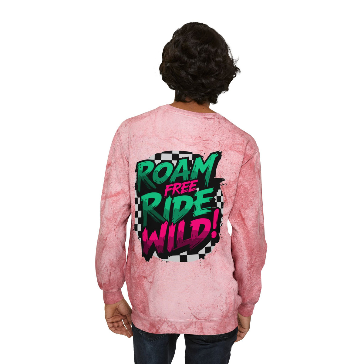 Roam Free, Ride Wild Logo - Unisex Color Blast Crewneck