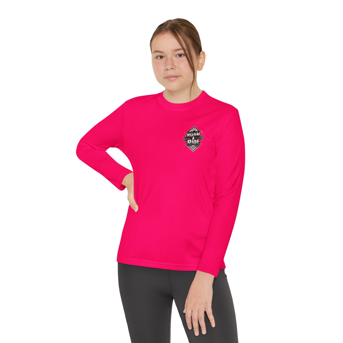 Roam & Ride Co. Grayscale Logo - Youth Long Sleeve T-Shirt