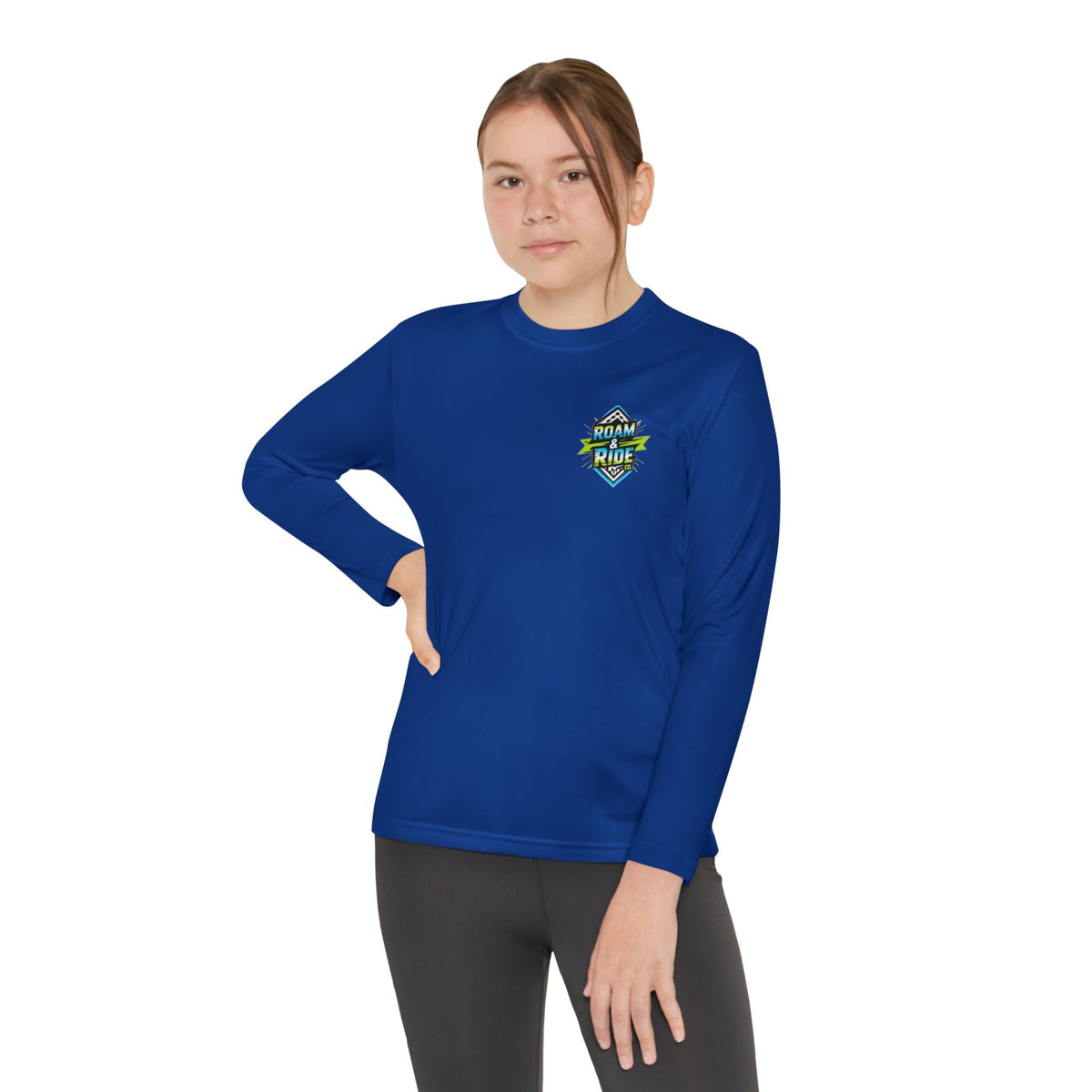 Roam & Ride Co. Blue Green Logo - Youth Long Sleeve T-Shirt