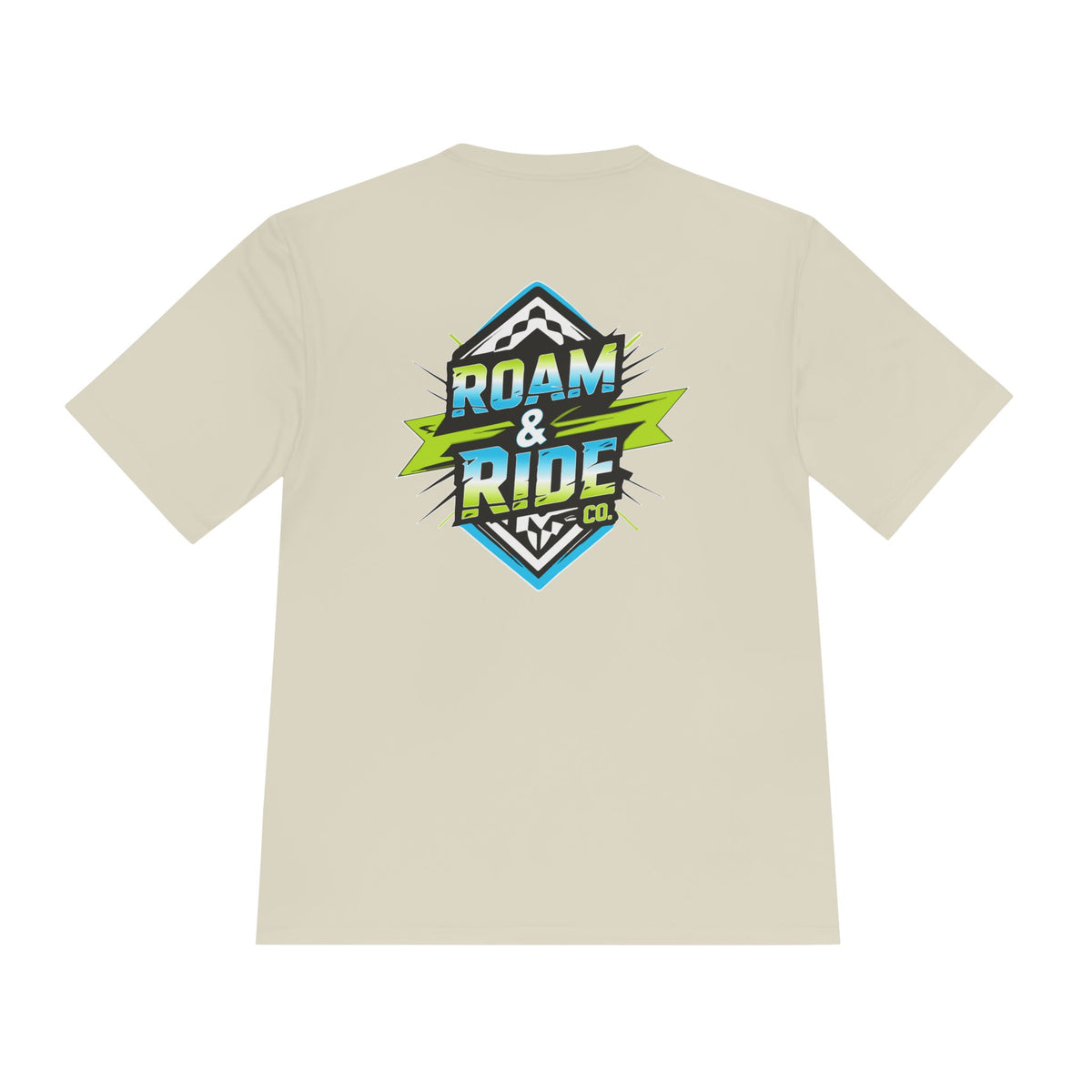 Roam & Ride Co. Blue Green Logo - Unisex Moisture Wicking T-Shirt