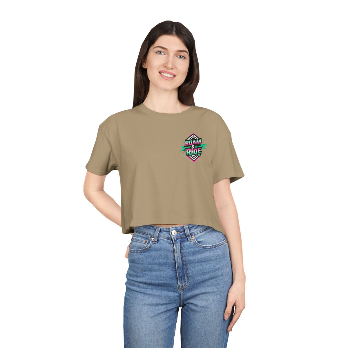 Roam Free, Ride Wild Logo - Women's Crop T-Shirt