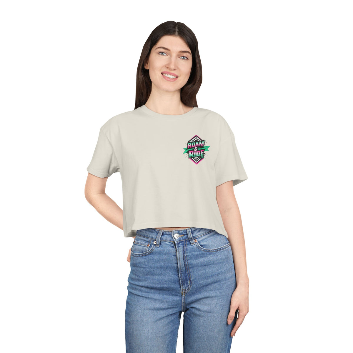 Roam Free, Ride Wild Logo - Women's Crop T-Shirt