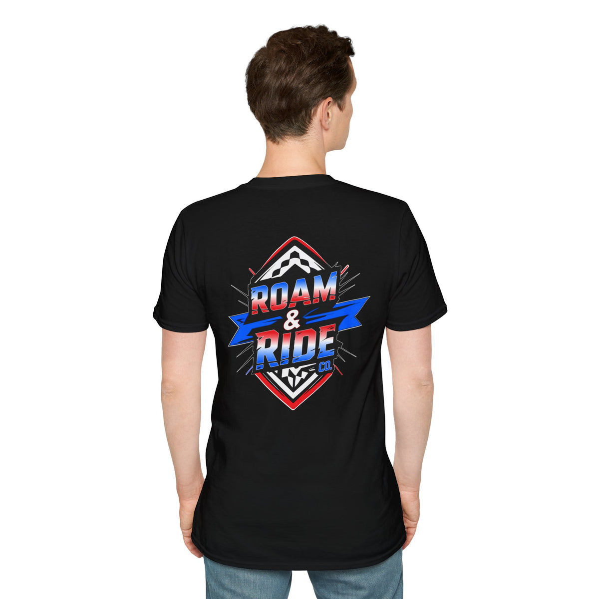 Roam & Ride Co. Red White and Blue Logo - Unisex T-Shirt