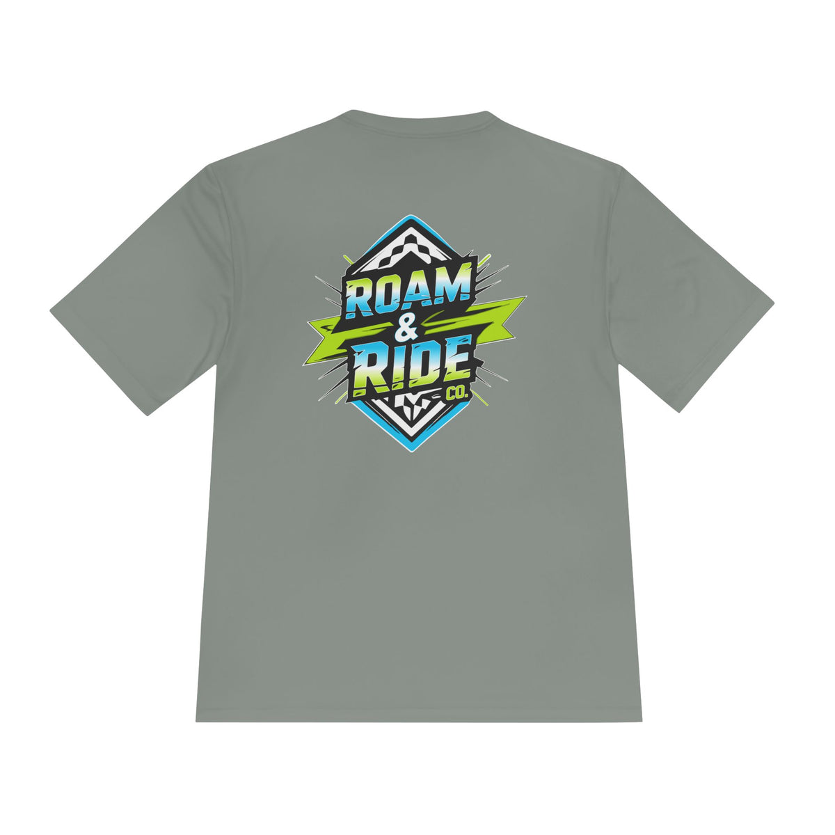 Roam & Ride Co. Blue Green Logo - Unisex Moisture Wicking T-Shirt
