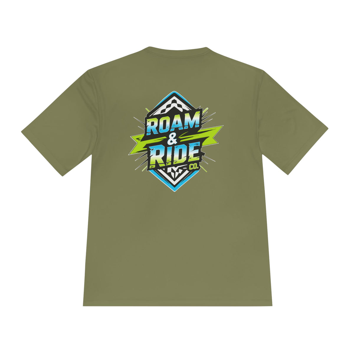 Roam & Ride Co. Blue Green Logo - Unisex Moisture Wicking T-Shirt
