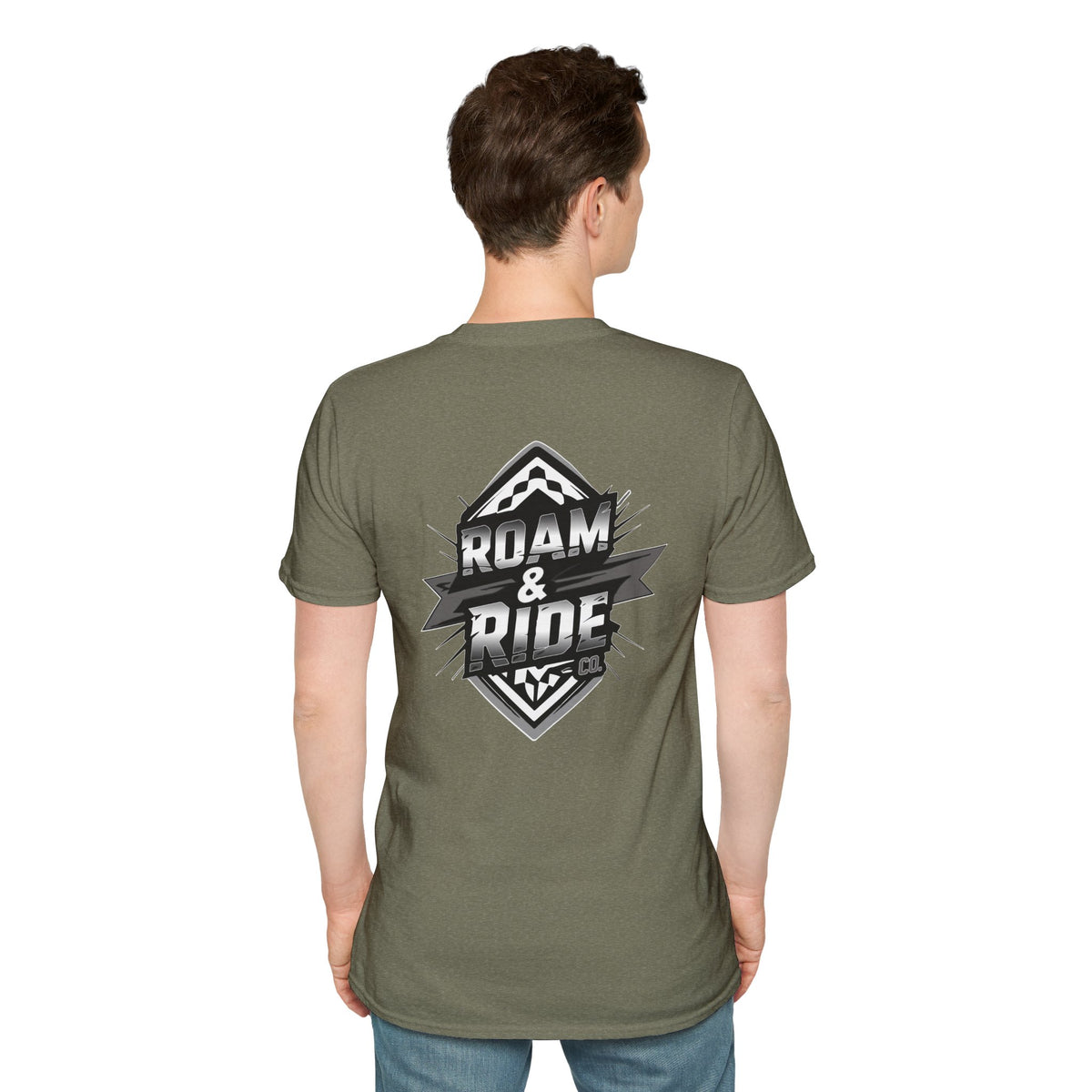 Roam & Ride Co. Grayscale Logo - Unisex T-Shirt