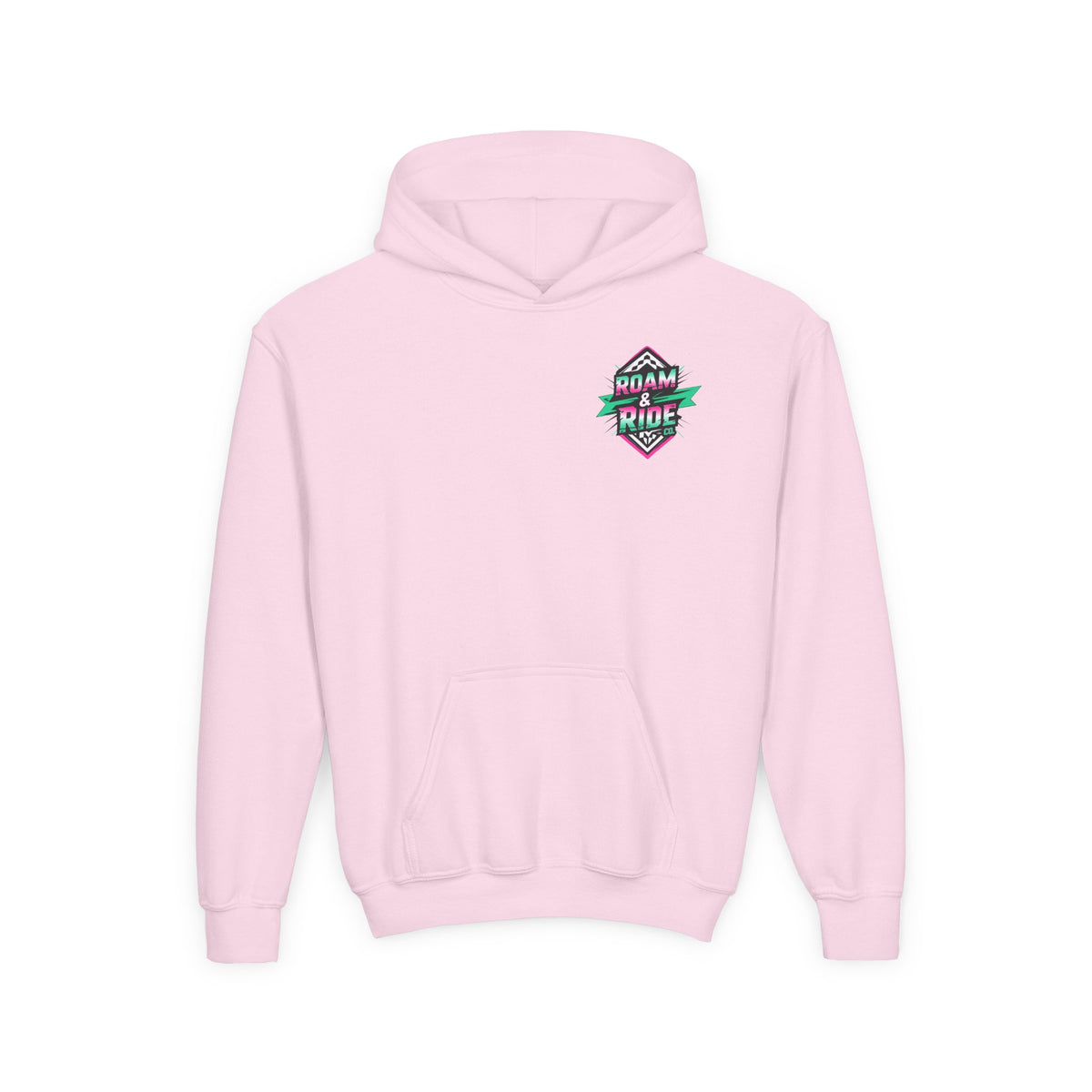 Roam & Ride Co. Teal Pink Logo - Youth Hoodie