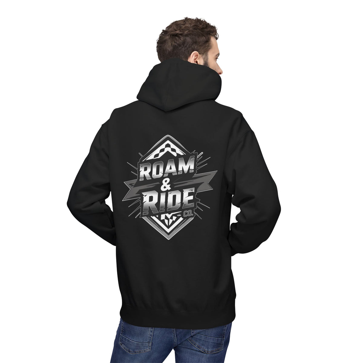 Roam & Ride Co. Grayscale Logo - Unisex Fleece Hoodie