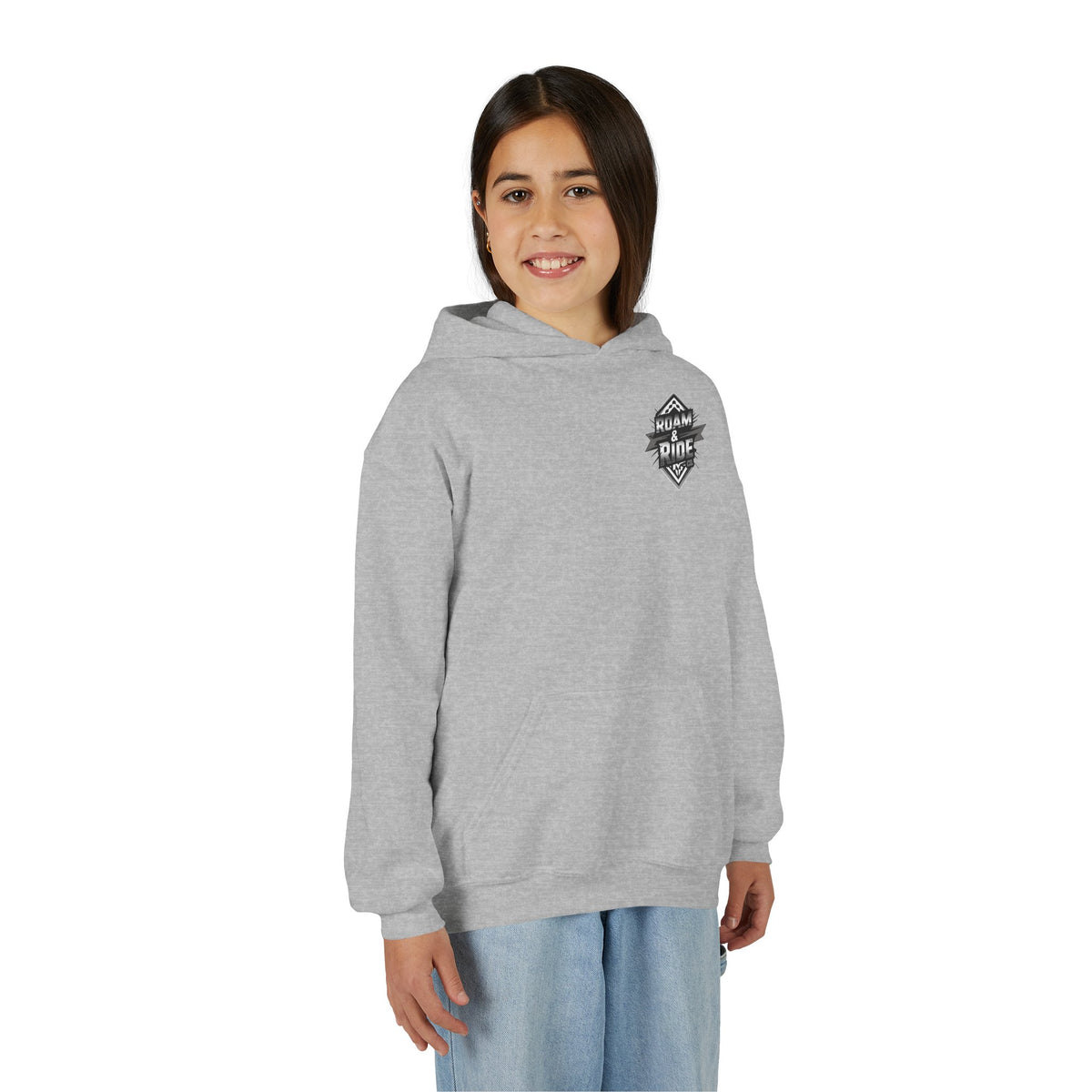 Roam & Ride Co. Grayscale Logo - Youth Hoodie
