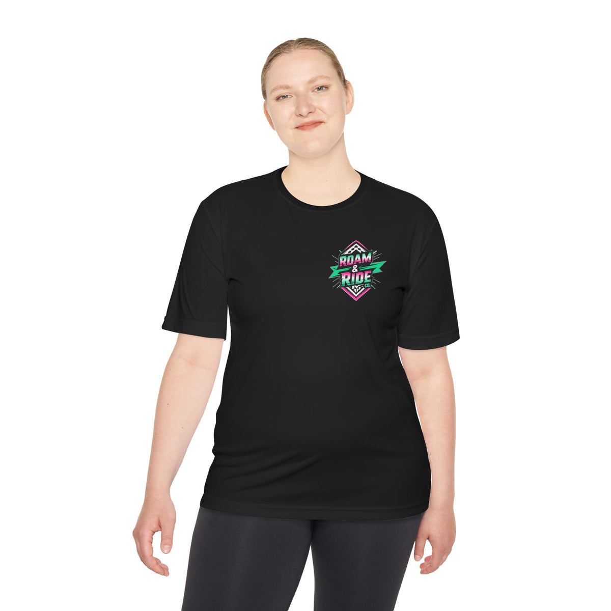 Roam Free, Ride Wild Logo - Unisex Moisture Wicking T-Shirt
