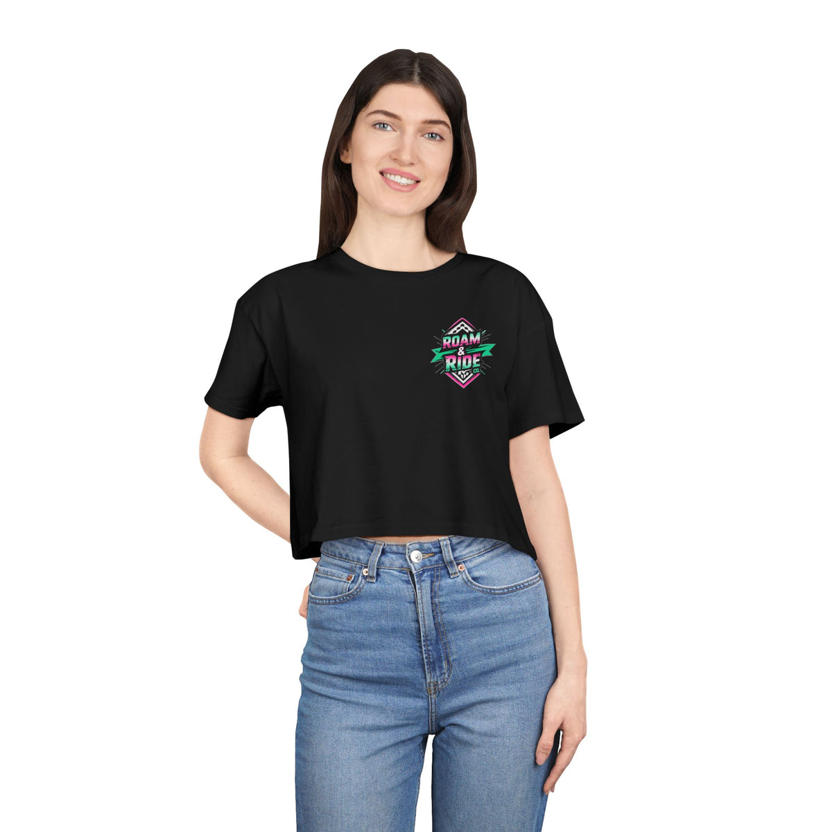 Roam Free, Ride Wild Logo - Women's Crop T-Shirt