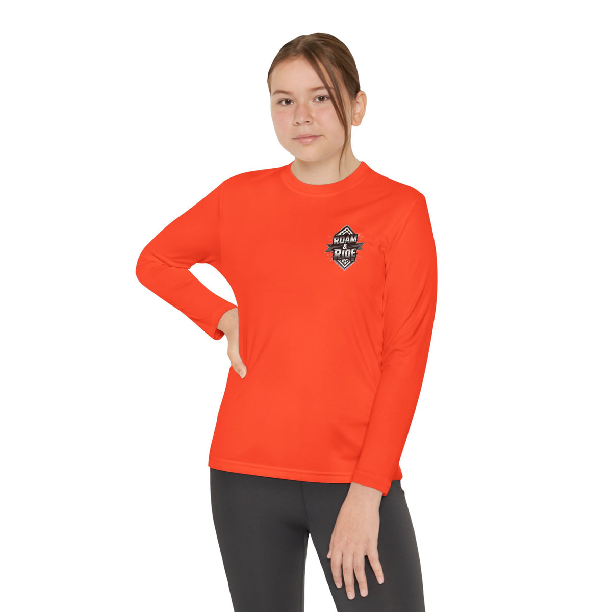 Roam & Ride Co. Grayscale Logo - Youth Long Sleeve T-Shirt