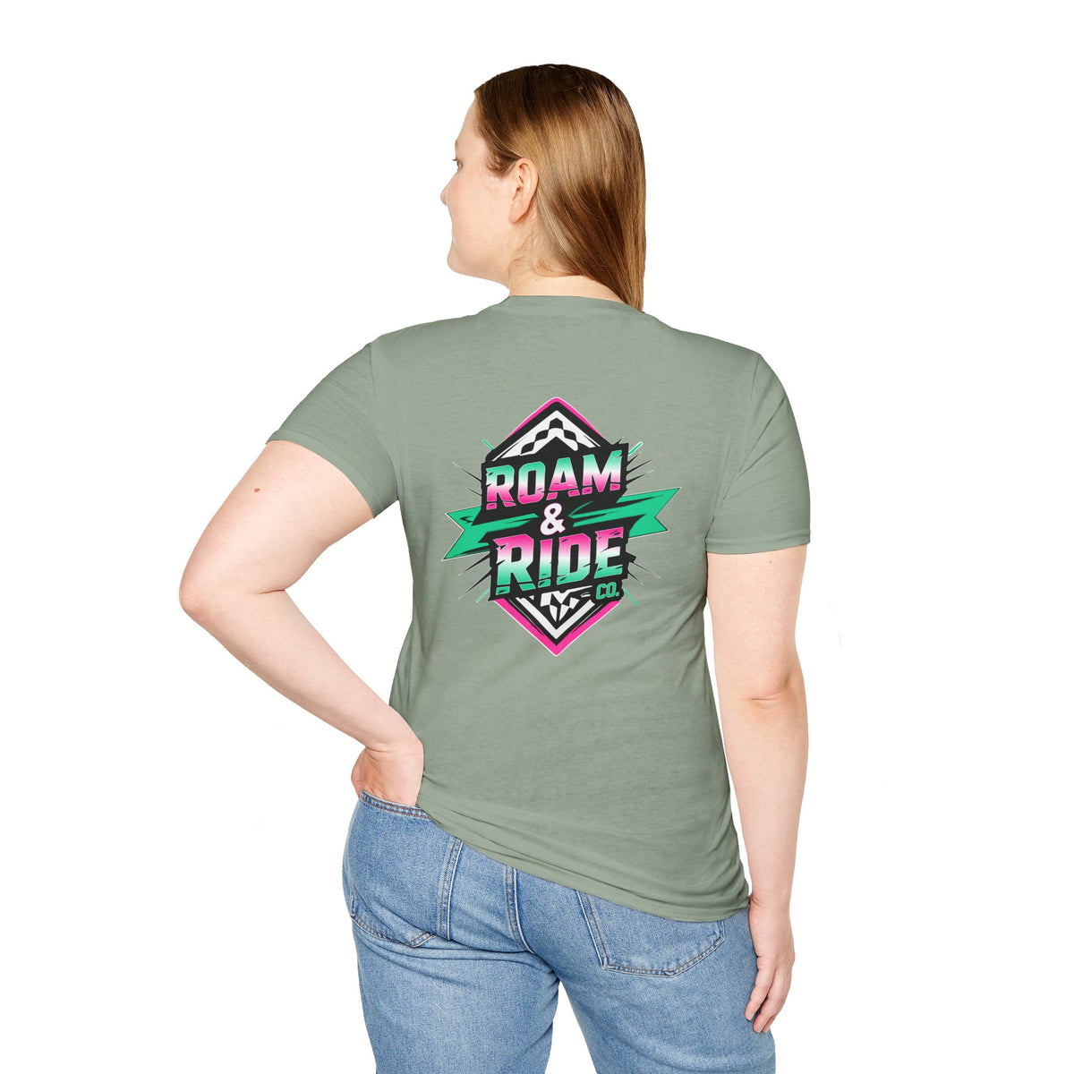 Roam & Ride Co. Teal Pink Logo - Unisex T Shirt