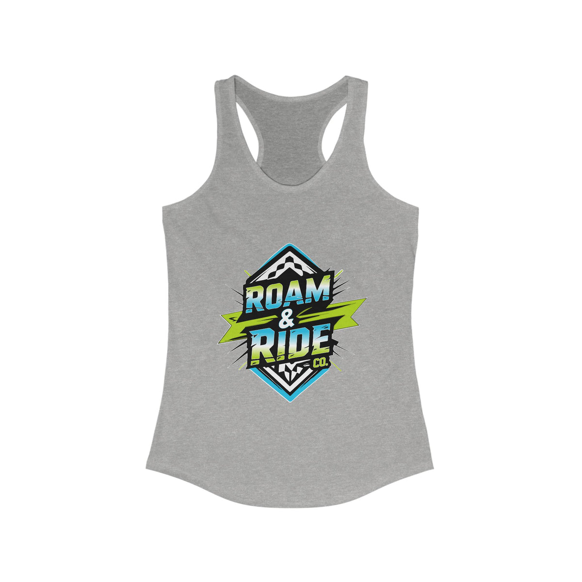 Roam & Ride Co. Blue Green Logo - Women's Racerback Tank Top