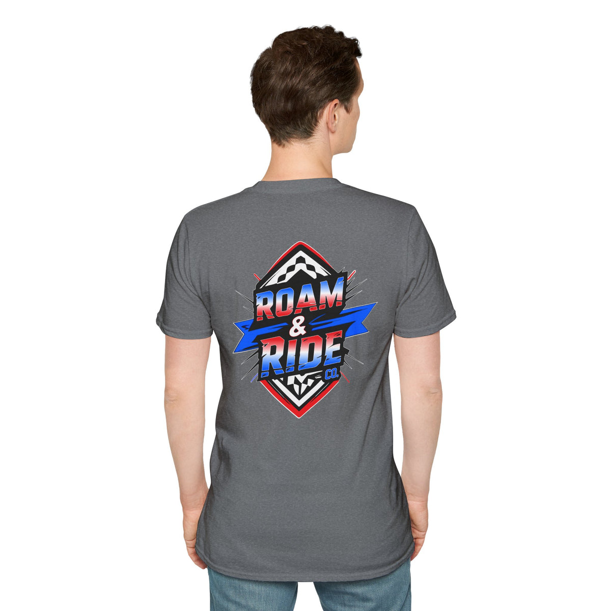 Roam & Ride Co. Red White and Blue Logo - Unisex T-Shirt