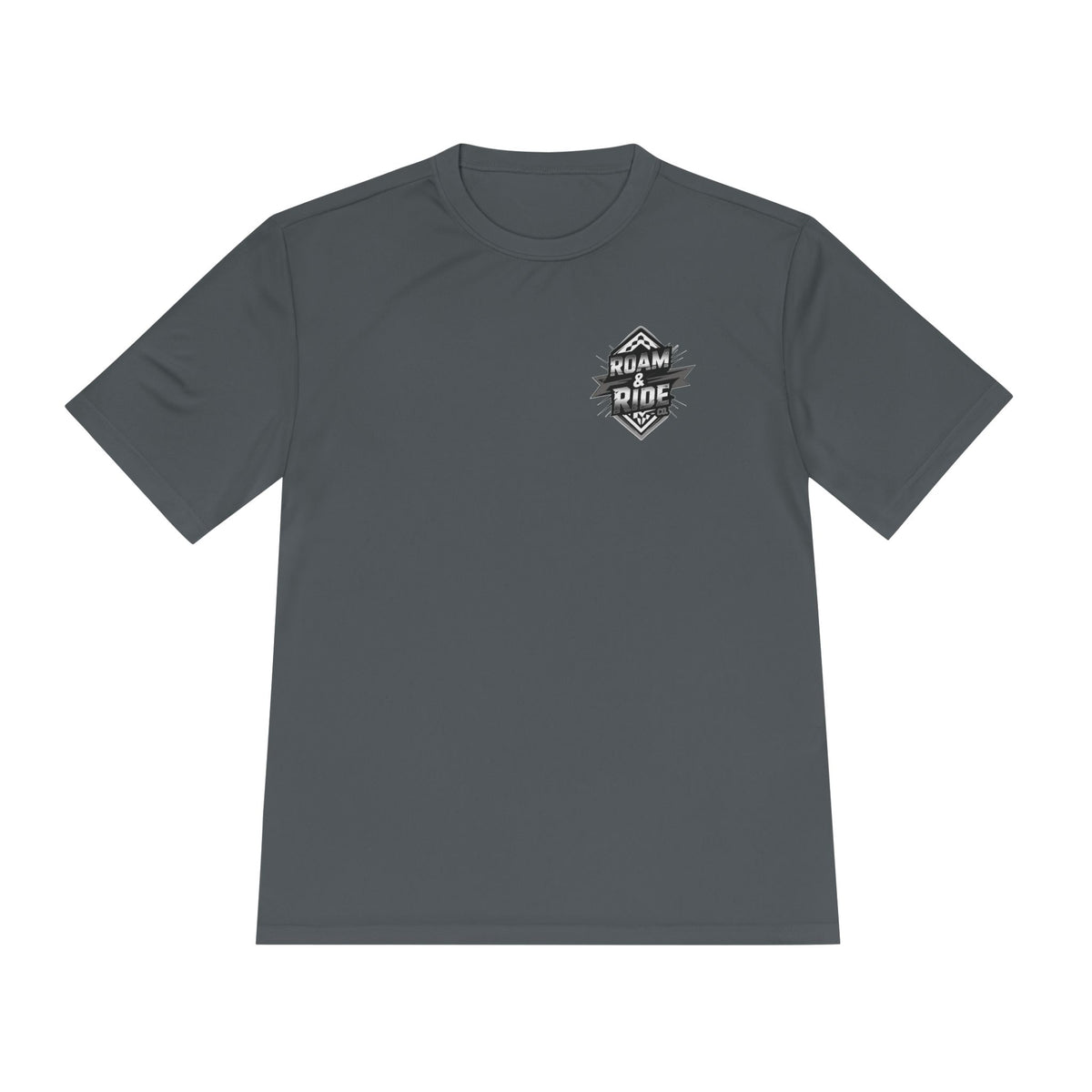 Roam & Ride Co. Grayscale Logo - Unisex Moisture Wicking T-Shirt