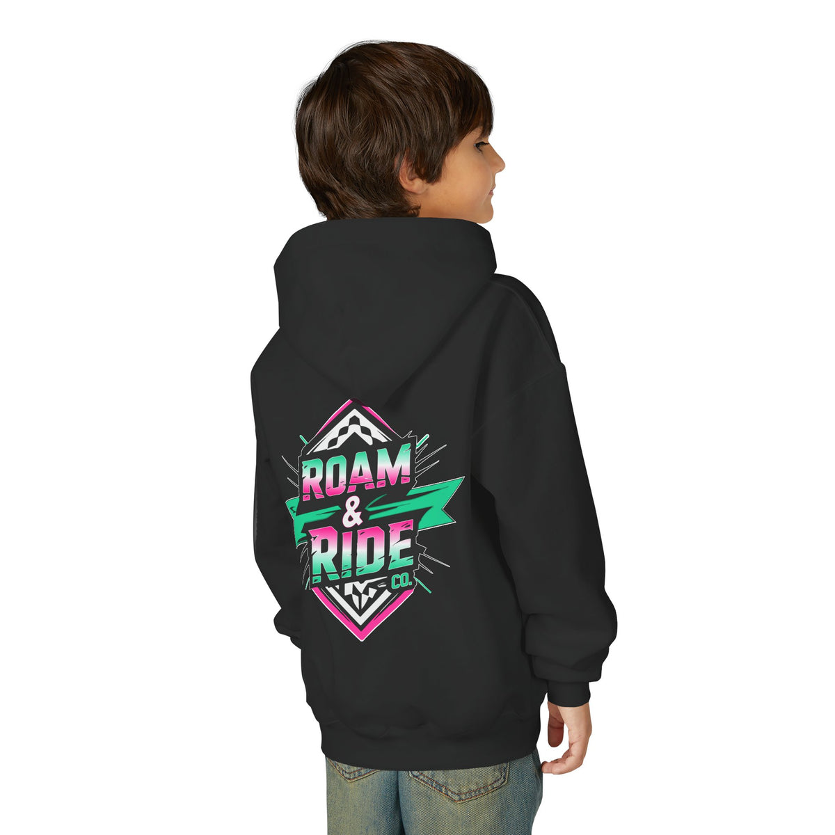 Roam & Ride Co. Teal Pink Logo - Youth Hoodie