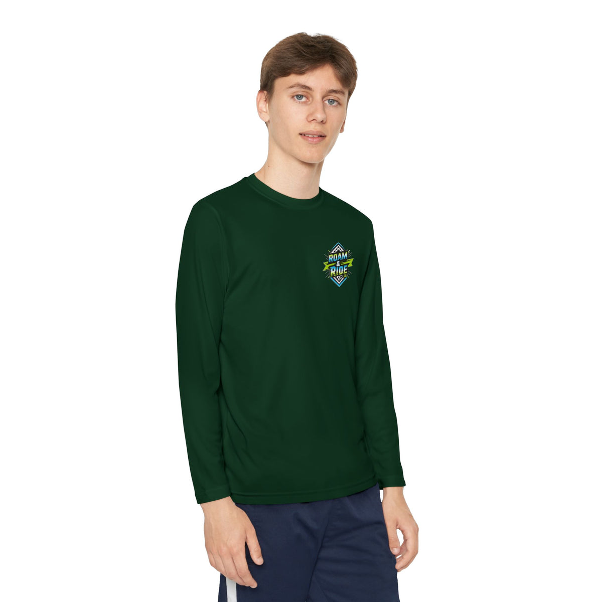 Roam & Ride Co. Blue Green Logo - Youth Long Sleeve T-Shirt