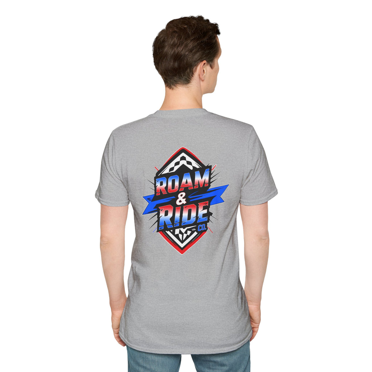 Roam & Ride Co. Red White and Blue Logo - Unisex T-Shirt
