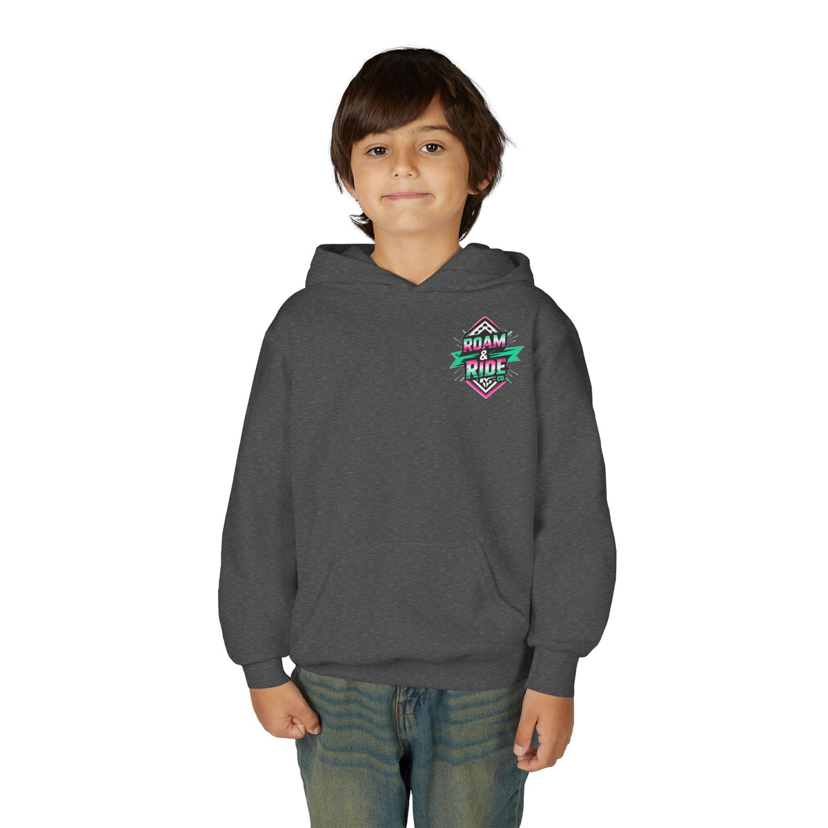 Roam & Ride Co. Teal Pink Logo - Youth Hoodie
