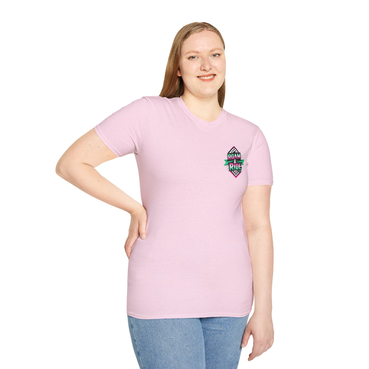 Roam & Ride Co. Teal Pink Logo - Unisex T Shirt
