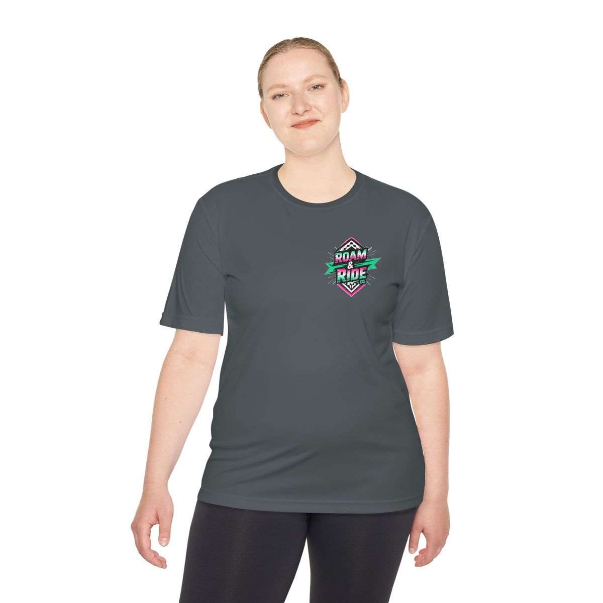 Roam Free, Ride Wild Logo - Unisex Moisture Wicking T-Shirt