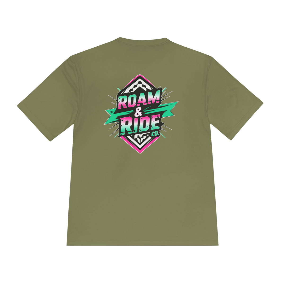 Roam & Ride Co. Teal Pink Logo - Unisex Moisture Wicking T-Shirt
