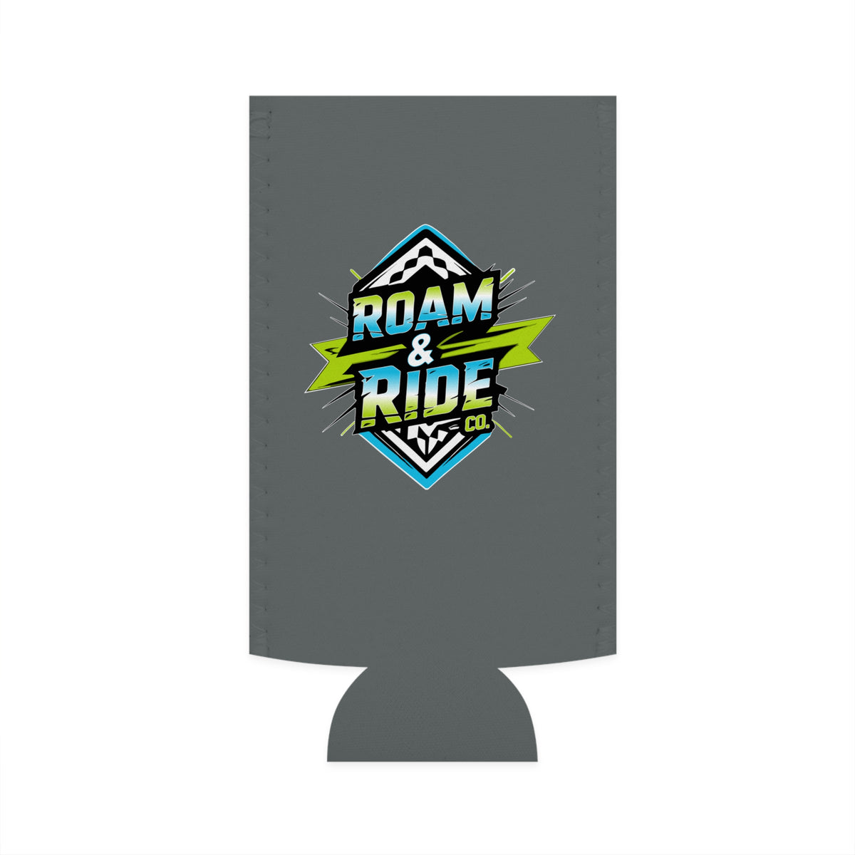Roam & Ride Co. Blue Green Logo - Slim Can Koozie