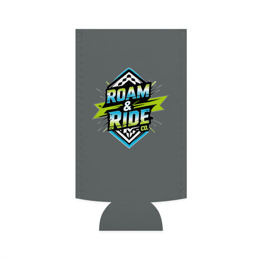 Roam & Ride Co. Blue Green Logo - Slim Can Koozie