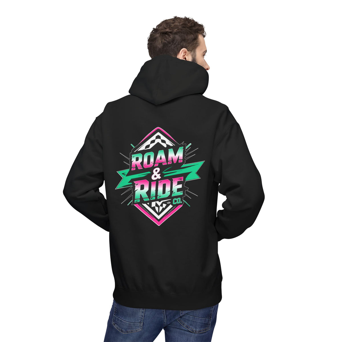 Roam & Ride Co. Teal Pink Logo - Unisex Fleece Hoodie